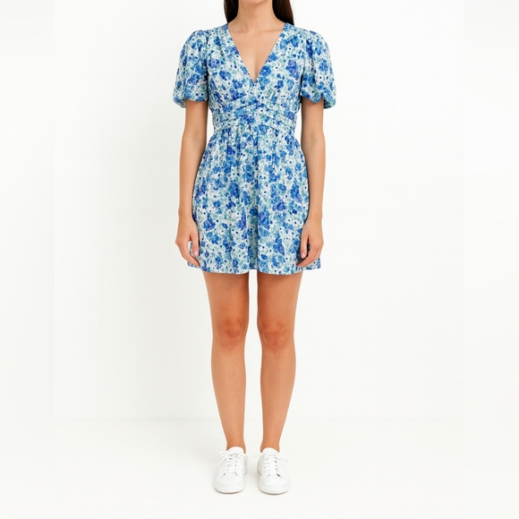 ZARA Floral Blue Romper Dress - Picture 2 of 3